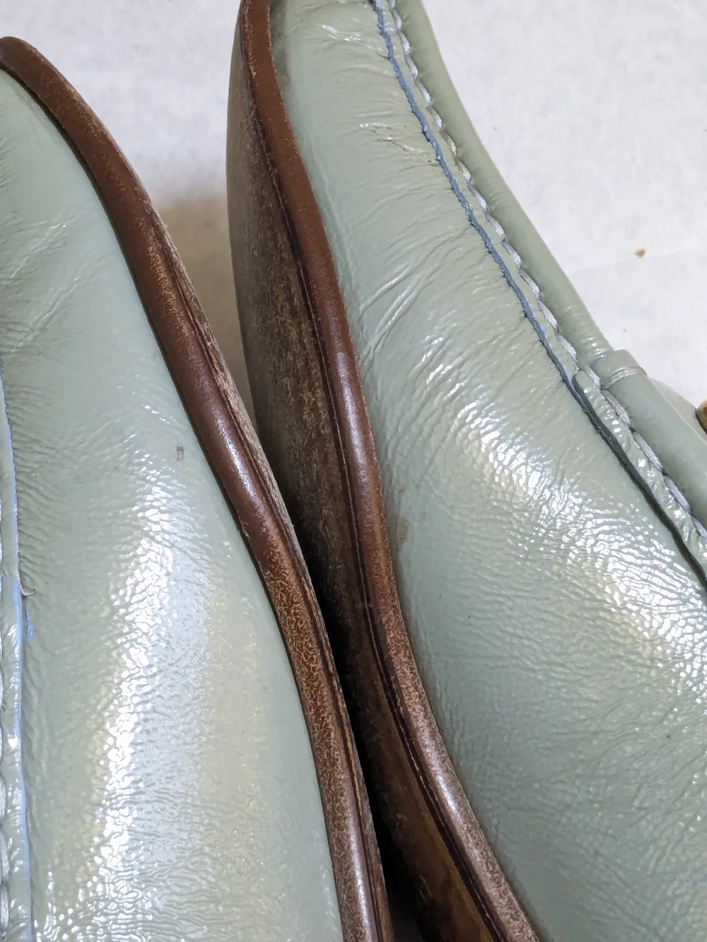 Gucci Men's Light Green Patent Leather Horsebit Loafers US 9